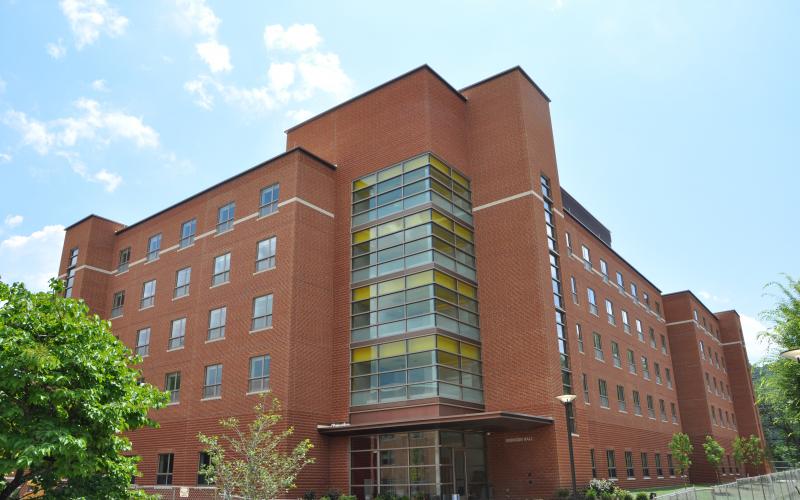 A view from the NE shows the stepped down 5th floor