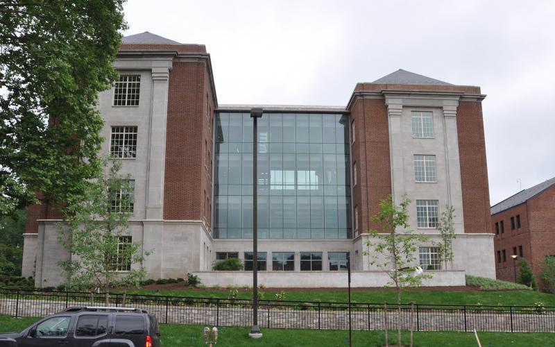 This is the south elevation taken from College Avenue with a view of the new Atrium