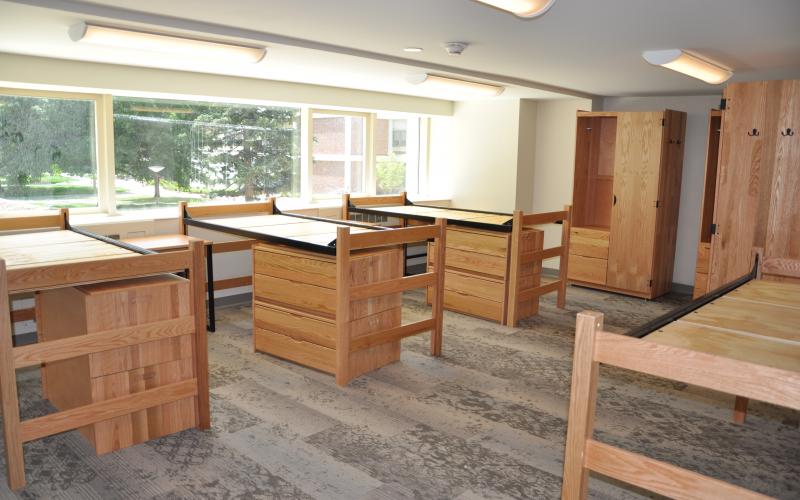 A typical four-bed Student Lounge with movable furniture on the first floor of Pennypacker Hall