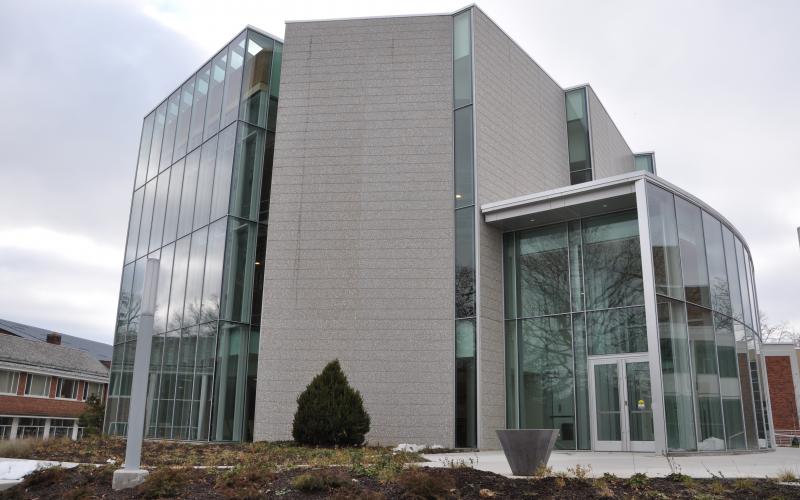 Recital Hall northwest elevation and main entry feature